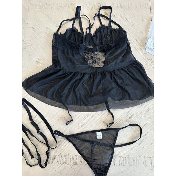 RoseSeek Women's Lingerie with Garter Black Plus Sz 4XL - Picture 2 of 5